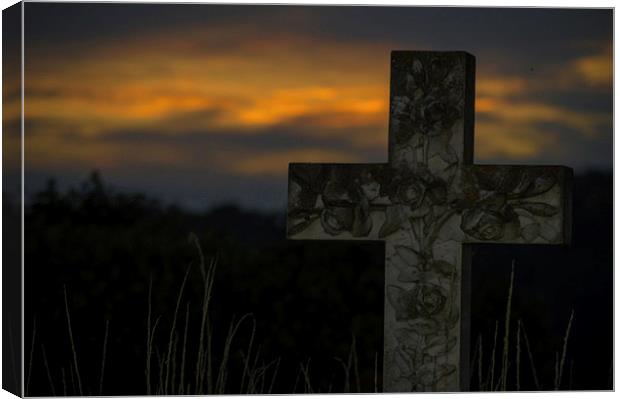 A Grave Sunset.. Canvas Print by Ben Kirby