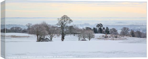 Wintery View Across the Cheshire Plain from Tarporley Canvas Print by David Morton