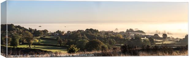 Early Morning Mist across the Cheshire Plain in Autumn Canvas Print by David Morton