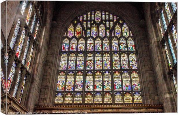 St Laurence Church Ludlow East Stained Glass Window Canvas Print by David Morton
