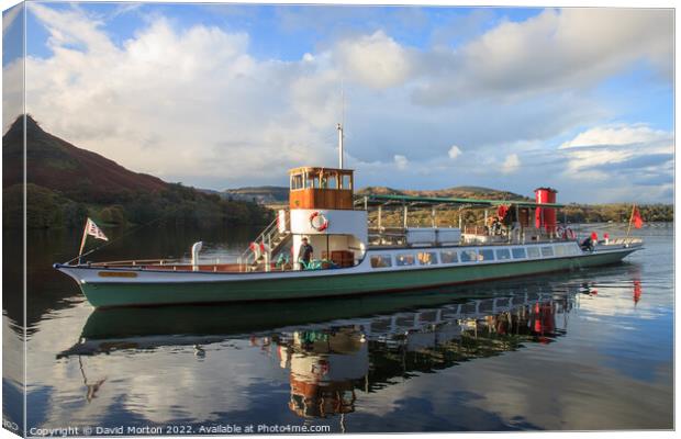 Ullswater Steamer Approaching Howtown Pier Canvas Print by David Morton