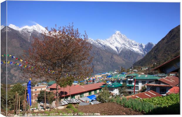 Lukla with Nupla in the background Canvas Print by David Morton