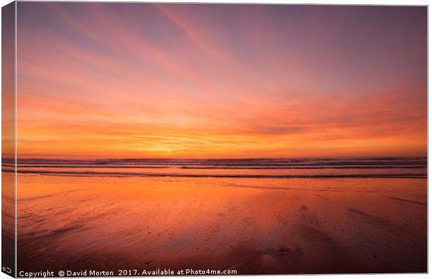 Sunset over Croyde Bay Canvas Print by David Morton