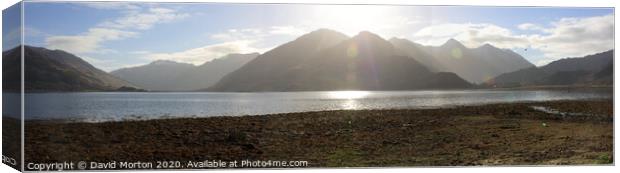 The Five Sisters of Kintail across Loch Duich Canvas Print by David Morton