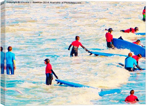 Learning To Surf Canvas Print by Vincent J. Newman