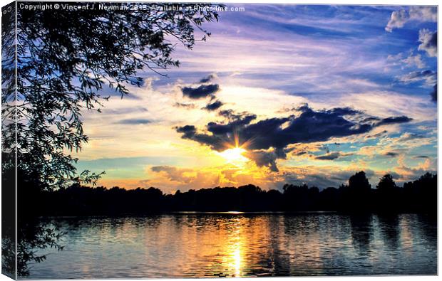  Sunset Over U.E.A Lake Canvas Print by Vincent J. Newman