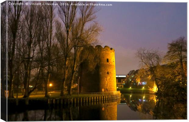 Cow Tower at Night, Norwich, England Canvas Print by Vincent J. Newman