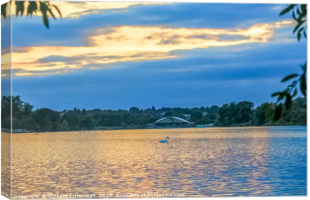 Whitlingham Lake at Sunset Canvas Print by Vincent J. Newman