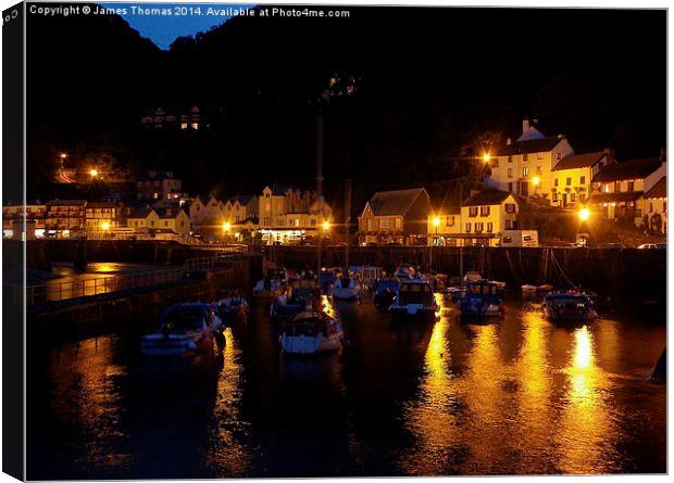 Lynmouth harbour at night Canvas Print by James Thomas