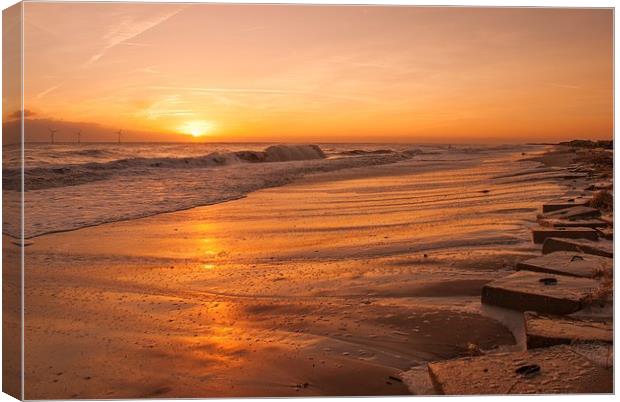 Sunrise at Caister Beach Canvas Print by Steve Hardiman
