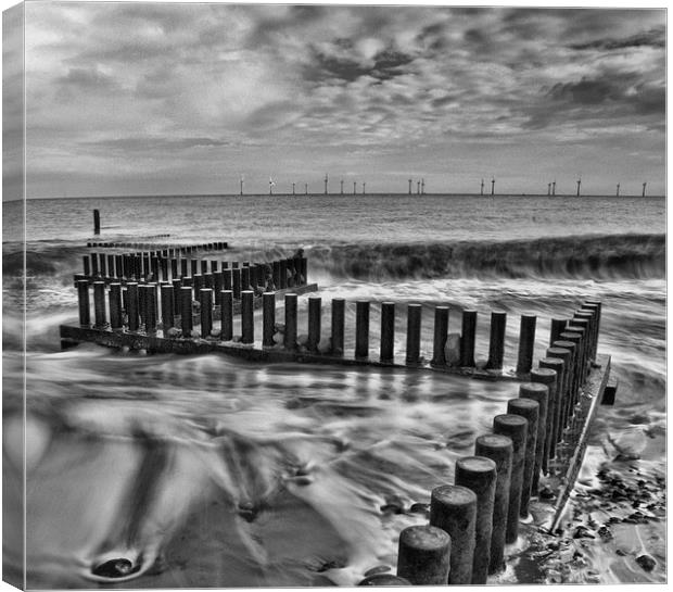 Sea Defences at Caister Beach Canvas Print by Steve Hardiman