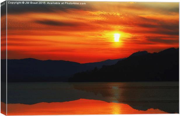 Fiery Sunset over Inveraray Canvas Print by Jane Braat