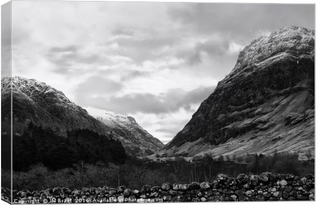 The Snow Capped Mountains of Glen Coe Canvas Print by Jane Braat