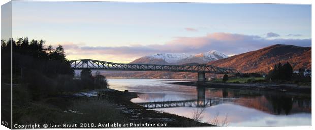 Argyll Bridge Crossing Lochs Canvas Print by Jane Braat