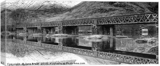 Loch Awe Railway Bridge Panorama Canvas Print by Jane Braat