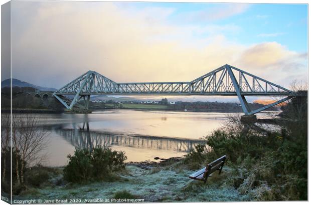 Majestic Winter View of Connel Bridge Canvas Print by Jane Braat