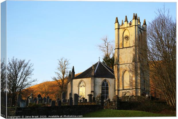 Glenorchy Parish Church Canvas Print by Jane Braat