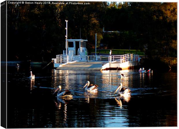 Pelican Ferry Barge Canvas Print by Gwion Healy
