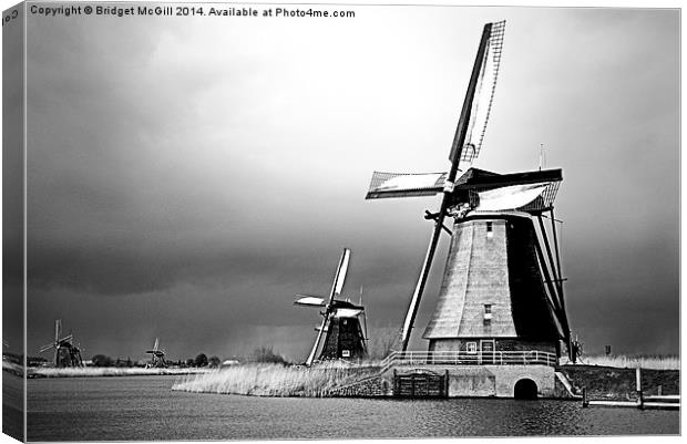 Windmills at Kinderdijk, Holland Canvas Print by Bridget McGill