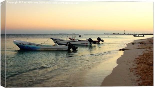 Sunset at Puerto Morelos Canvas Print by Paul Williams
