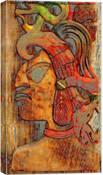 A Mayan in Headdress Canvas Print by Paul Williams