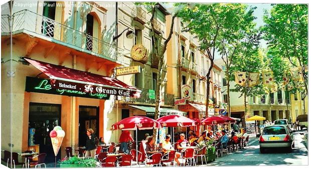 Street Cafe Life in Ceret Canvas Print by Paul Williams
