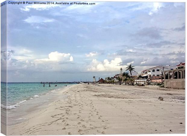 Puerto Morelos Beach and Lighthouses Canvas Print by Paul Williams