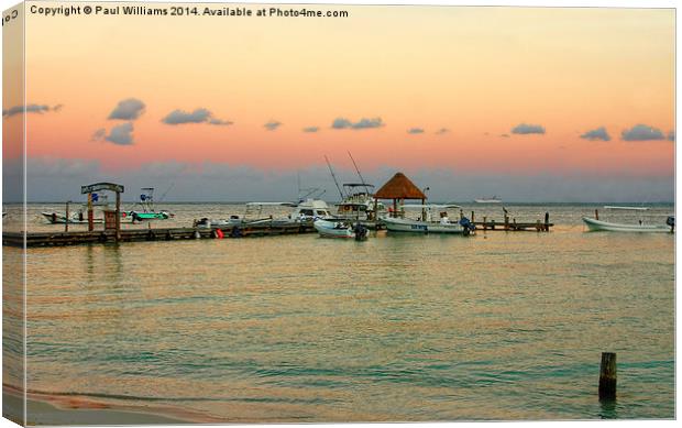 Los Pelicanos Jetty at Dusk Canvas Print by Paul Williams