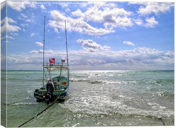  Puerto Morelos Dive Boat Canvas Print by Paul Williams