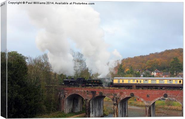  Steam Locos on Coalbrookdale Viaduct Canvas Print by Paul Williams