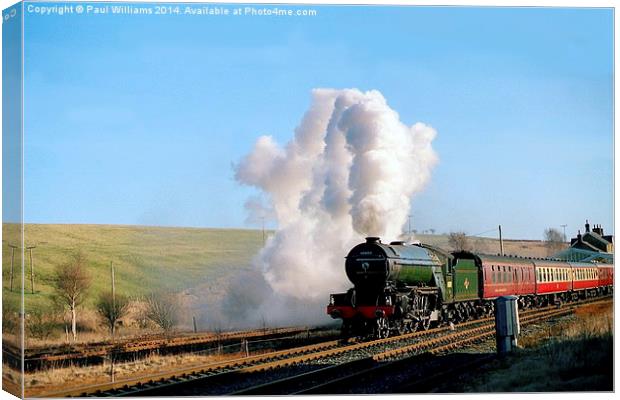  Green Arrow Departing from Hellifield Canvas Print by Paul Williams