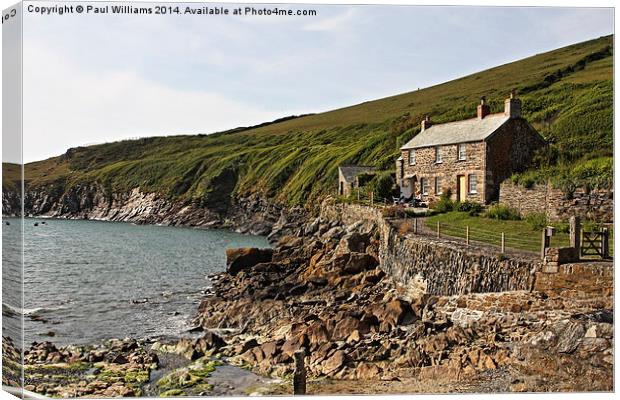  Cottages in a Cornish Sea Inlet Canvas Print by Paul Williams