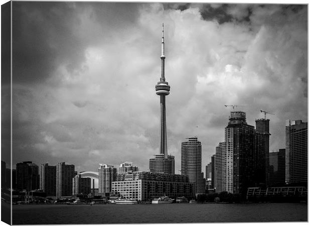  CN Tower & Toronto Skyline Ontario Canada - Black Canvas Print by Chris Curry