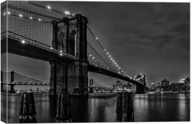 Brooklyn Bridge New York Black and White NYC Canvas Print by Chris Curry