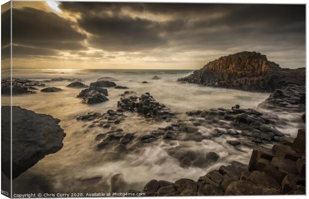 Giants Causeway Sunset County Antrim Northern Ireland Canvas Print by Chris Curry