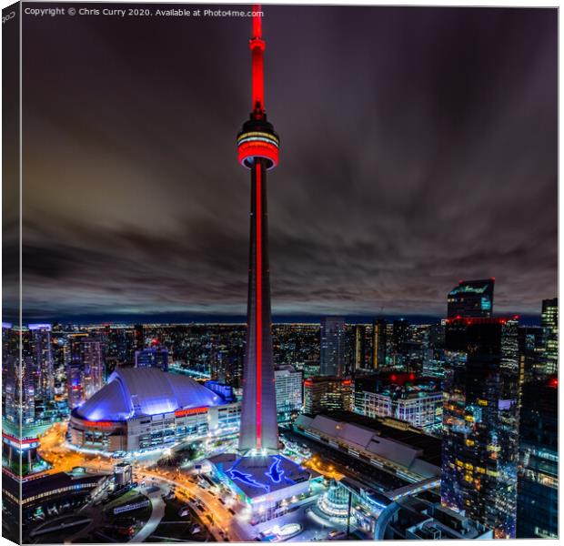 Toronto Skyline At Night CN Tower Ontario Canada Canvas Print by Chris Curry