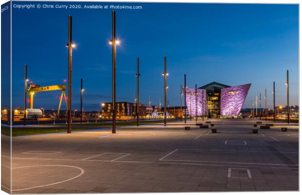 Titanic Belfast Cityscape Harland and Wolff Cranes Canvas Print by Chris Curry