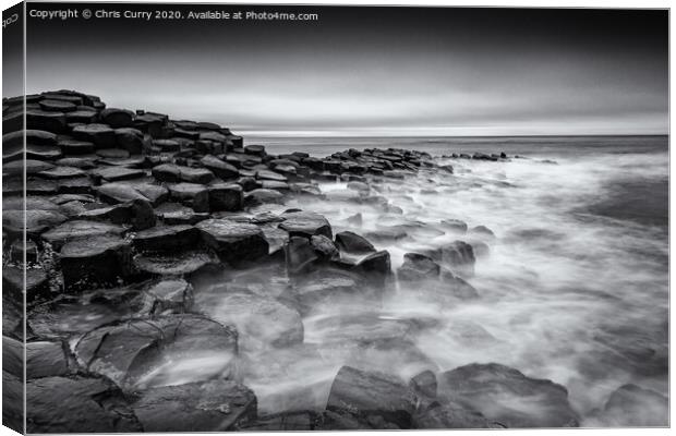 Giants Causeway Black and White Antrim Coast Northern Ireland Canvas Print by Chris Curry