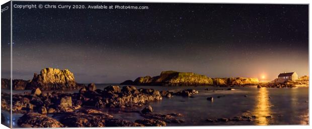 Ballintoy Harbour Night Sky Panoramic County Antrim Northern Ireland Canvas Print by Chris Curry