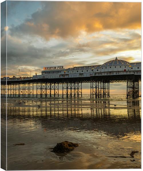 Brighton Pier at Sunset Canvas Print by Darryl Harrison
