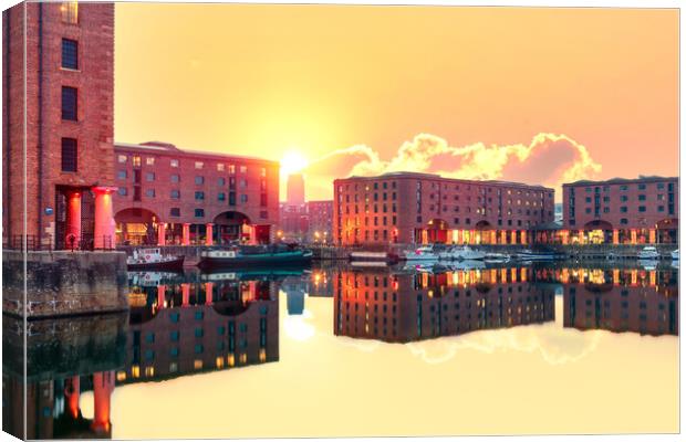 Royal Albert Dock, Liverpool Sunrise Canvas Print by Dave Wood