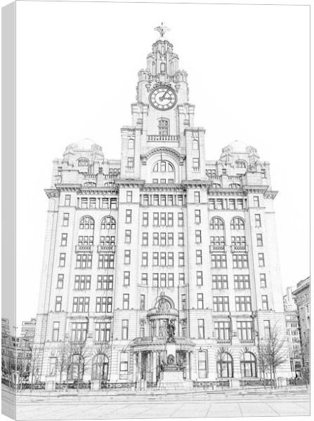 Royal Liver Building, Liverpool Wall Art Canvas Print by Dave Wood