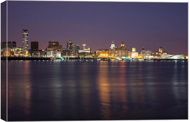 Liverpool Waterfront at Night Canvas Print by Dave Wood