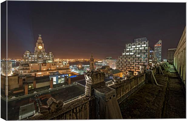 Liverpool at Night Canvas Print by Dave Wood