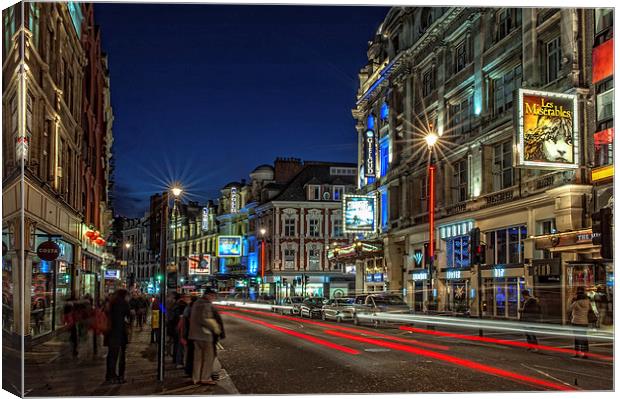 Shaftesbury Avenue, London at Night Canvas Print by Dave Wood