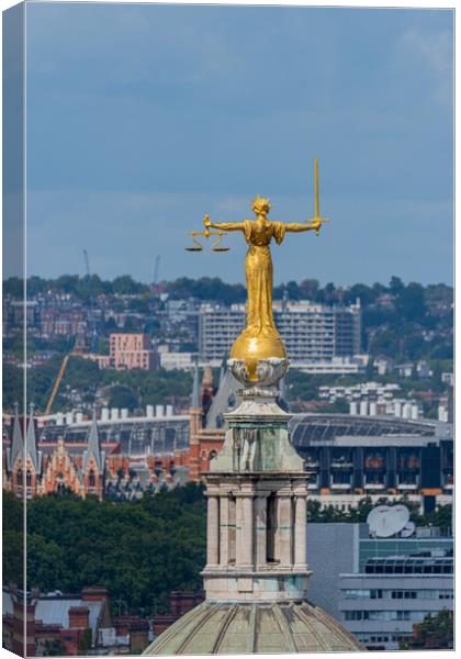 Old Bailey Statue of Justice, London Canvas Print by Dave Wood