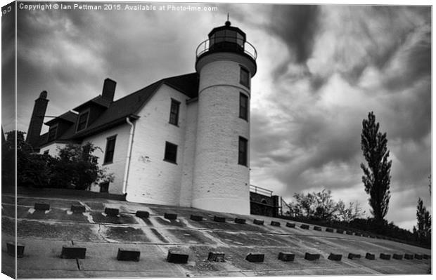  Point Betsie Mono Canvas Print by Ian Pettman