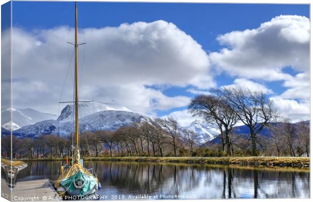 Caledonian Canal, Corpach, Scotland Canvas Print by ALBA PHOTOGRAPHY