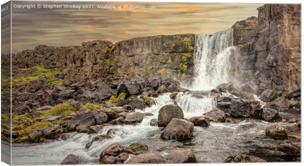 Oxararfoss - Iceland Canvas Print by Stephen Stookey