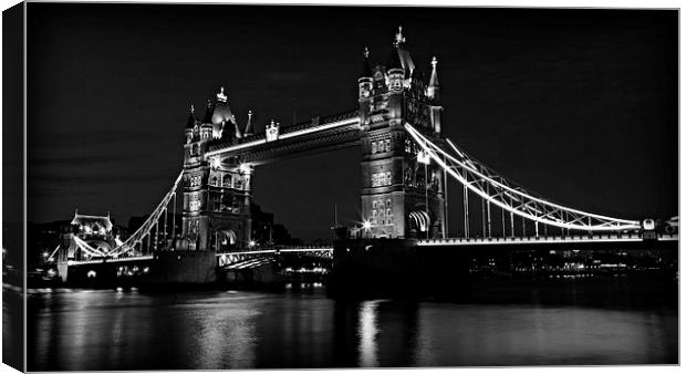 Tower Bridge Evening in B&W Canvas Print by Stephen Stookey